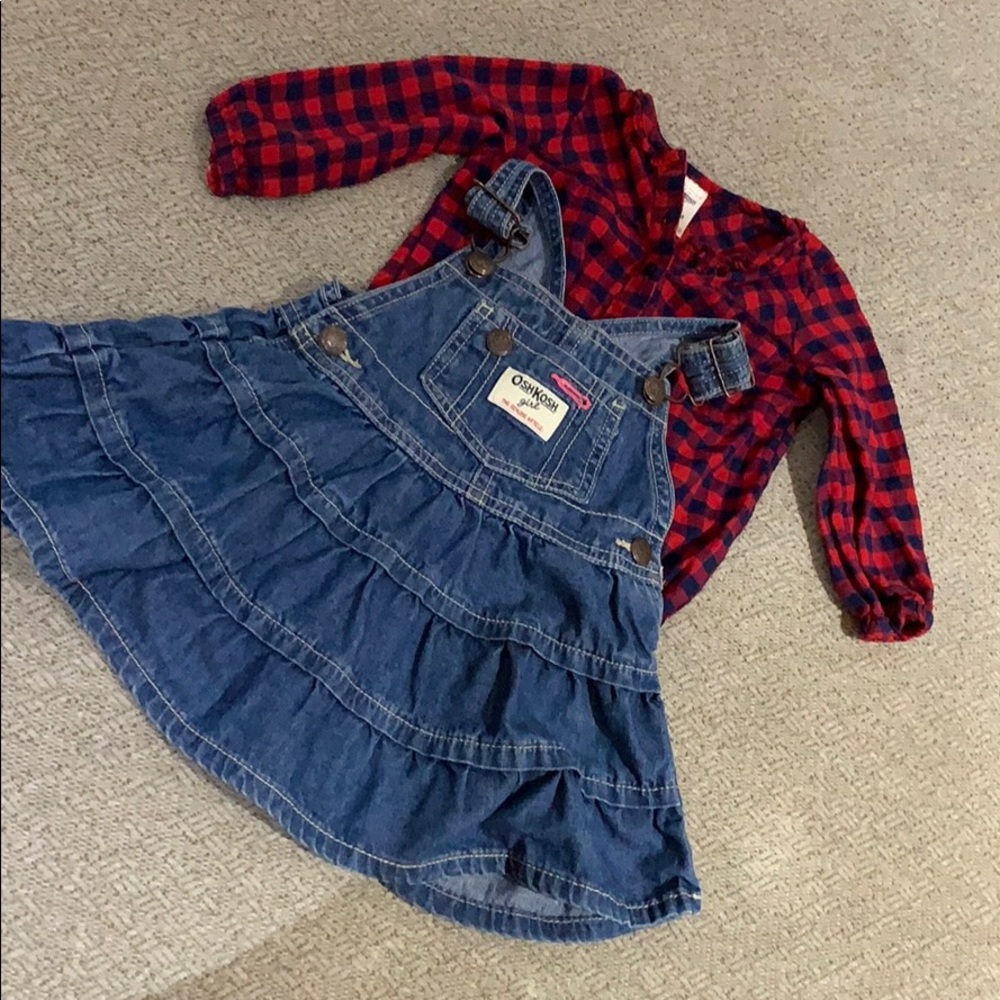 Overall ruffle jean dress